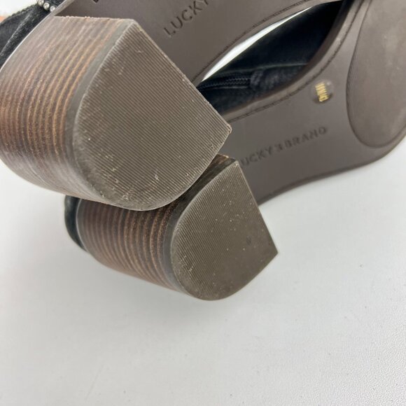 Lucky Brand Womens Pincah 2 Ankle Boots Black Leather Studded Trim size 10M - Picture 14 of 15